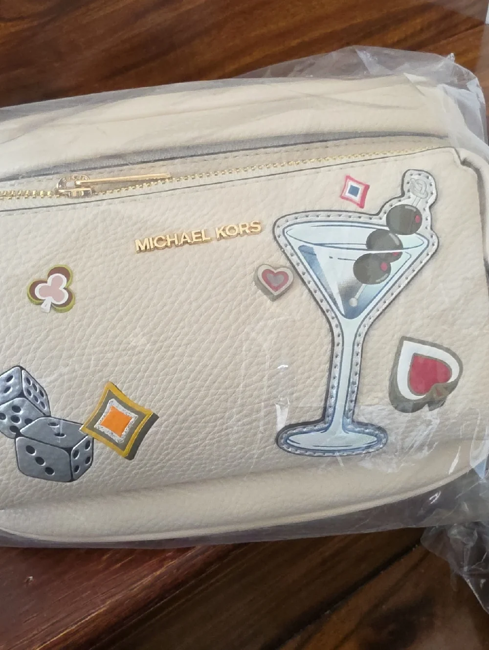 Michael Kors Beige/Cream Slater Embellished Crossbody with Stickers - Picture 2 of 10